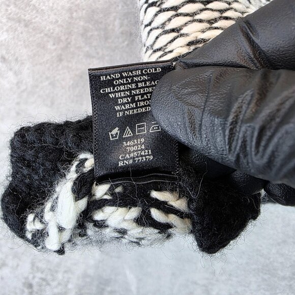 Ann Taylor Sweater Womens XS Black White Wool Blend Crewneck Hi Low Pattern Knit - Picture 10 of 11